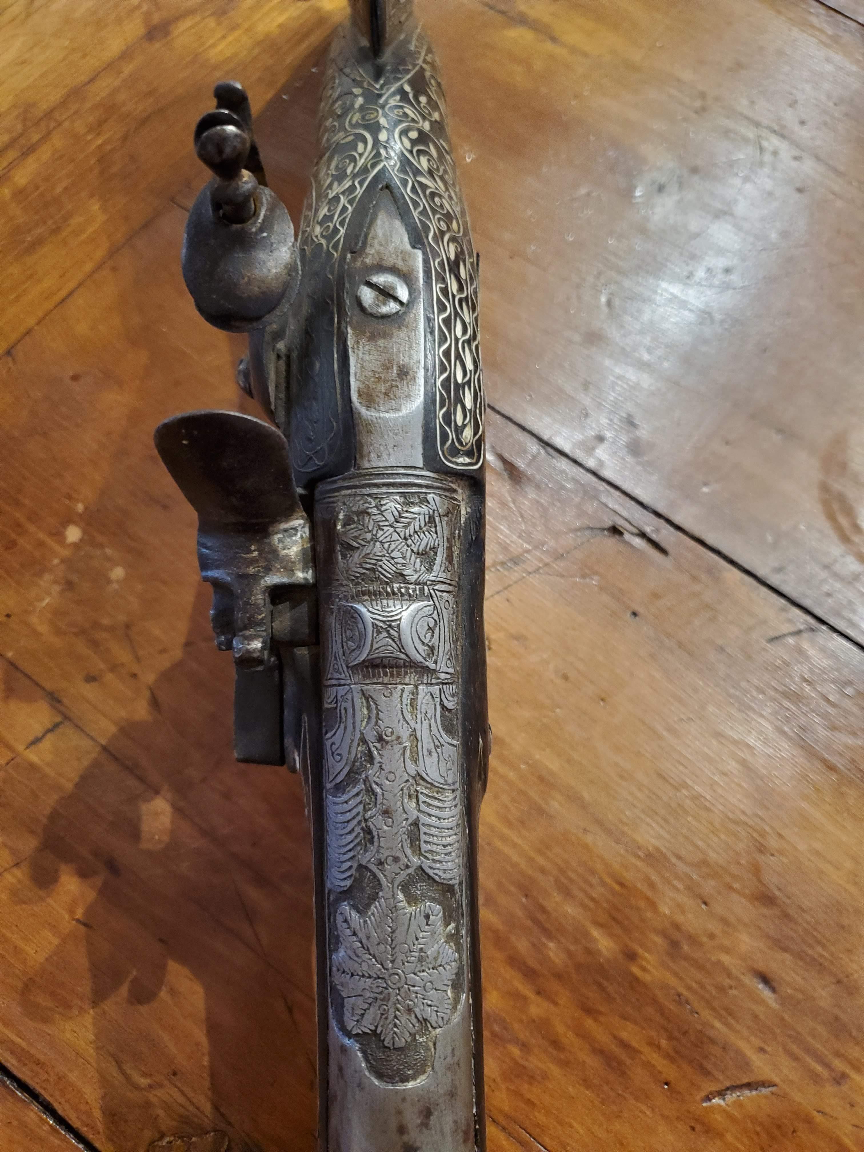 Asian 18th Century Persian Blunderbuss with Silver Inlay