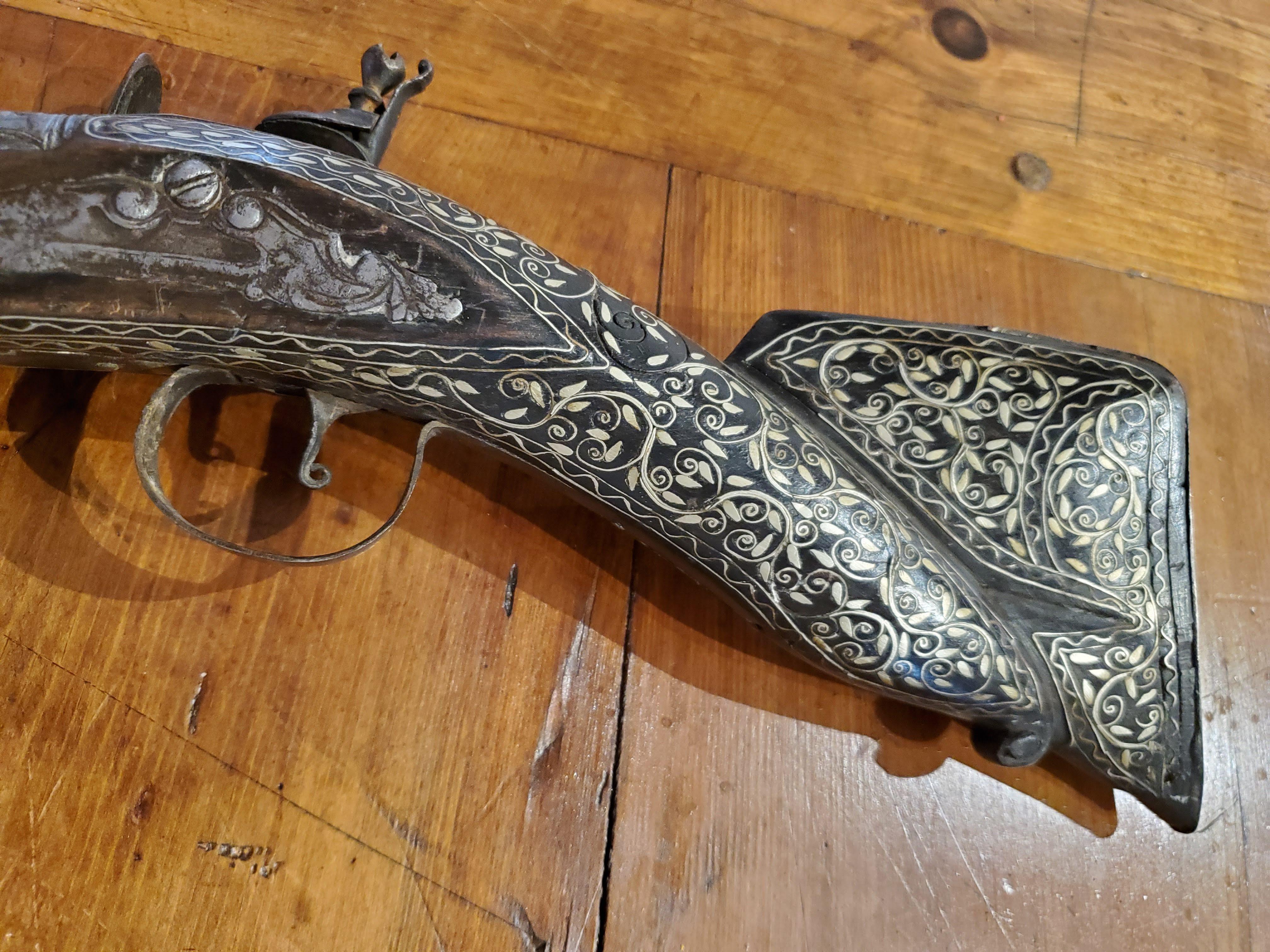 18th Century and Earlier 18th Century Persian Blunderbuss with Silver Inlay