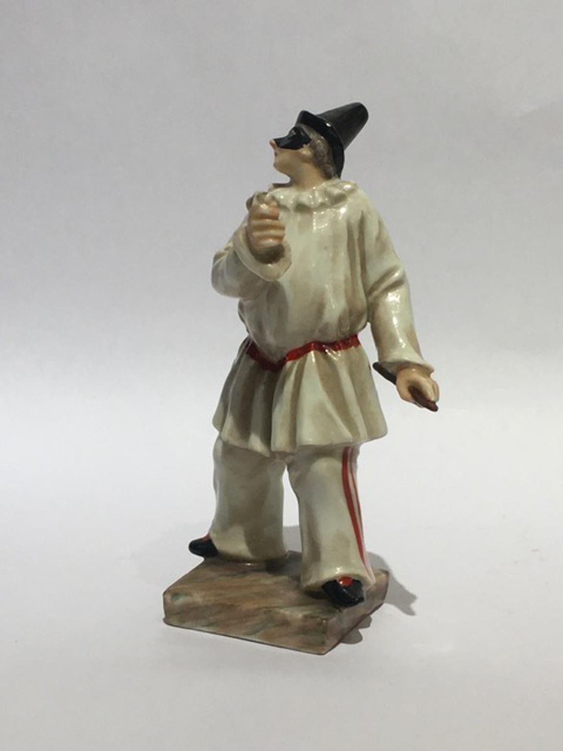 Hand-Crafted Italy Mid-18th Century Porcelain Pulcinella Figurine