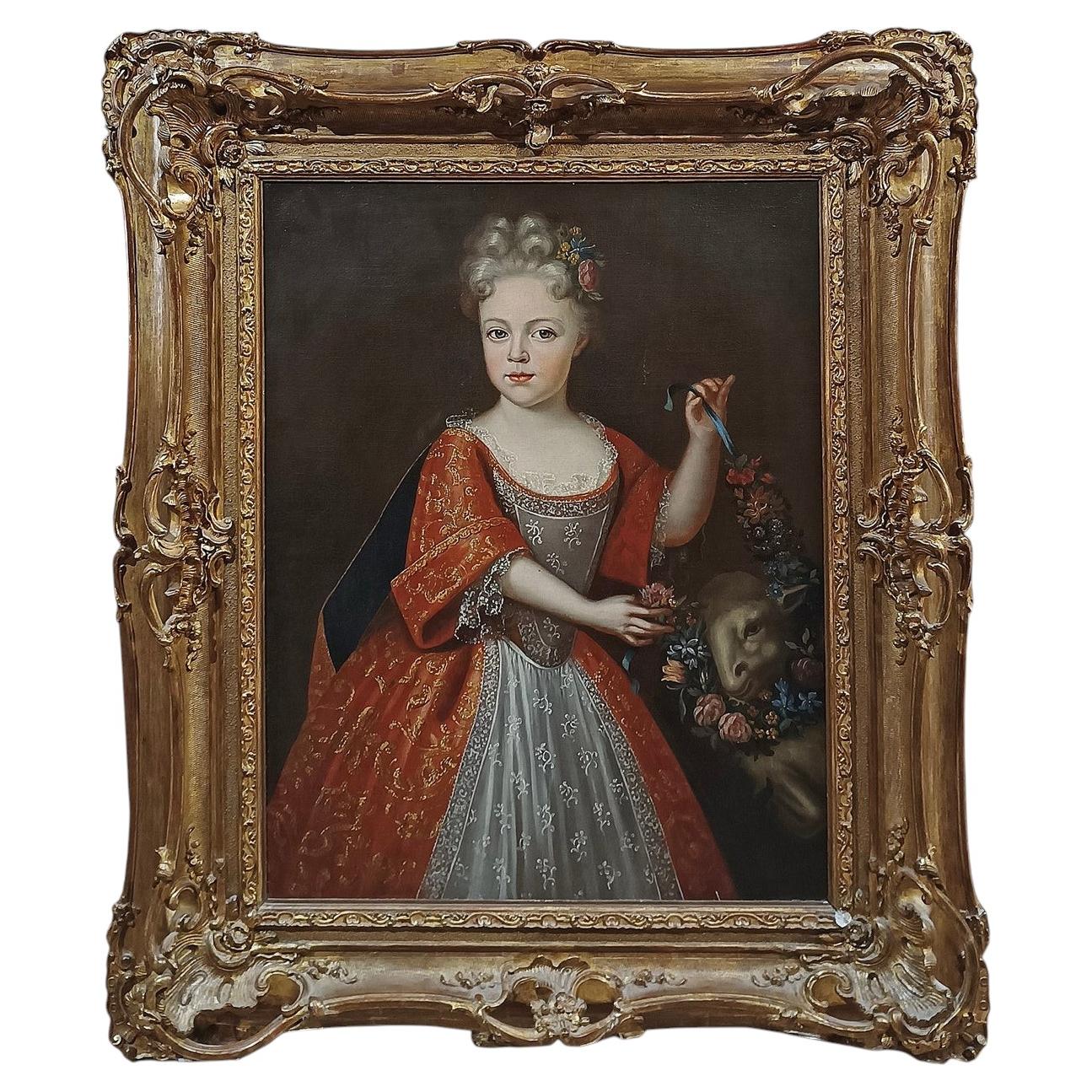 PORTRAIT D'UNE FILLE NOBLE DU MILIEU DU XVIIIe SIÈCLE
