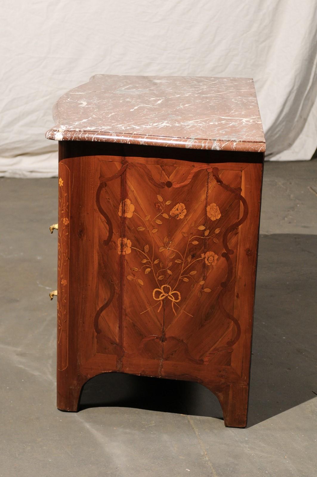 Mid-18th Century Regence Marquetry Marble-Top Commode For Sale 3