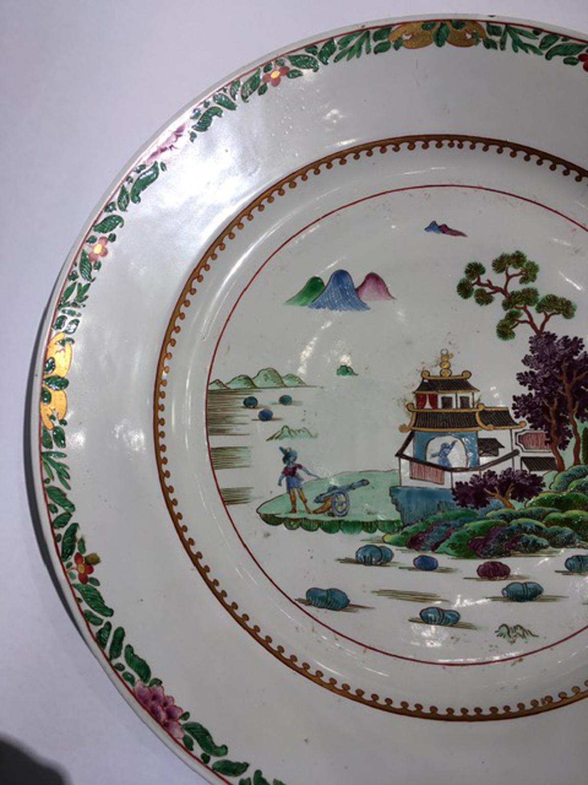 Italie Milieu du XVIIIe siècle Plat en porcelaine Richard Ginori avec paysage du Japon en vente 4