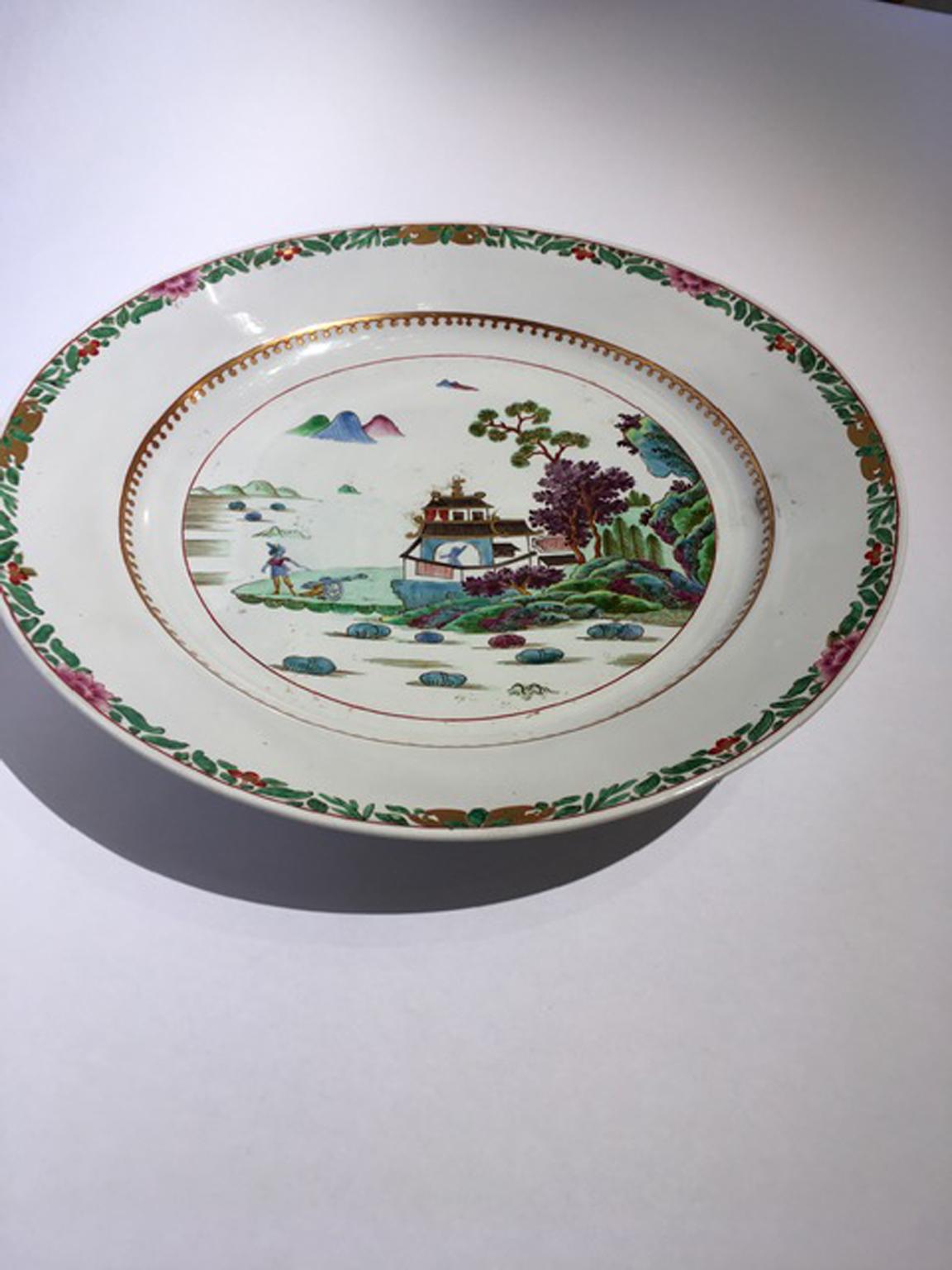 Italie Milieu du XVIIIe siècle Plat en porcelaine Richard Ginori avec paysage du Japon en vente 5