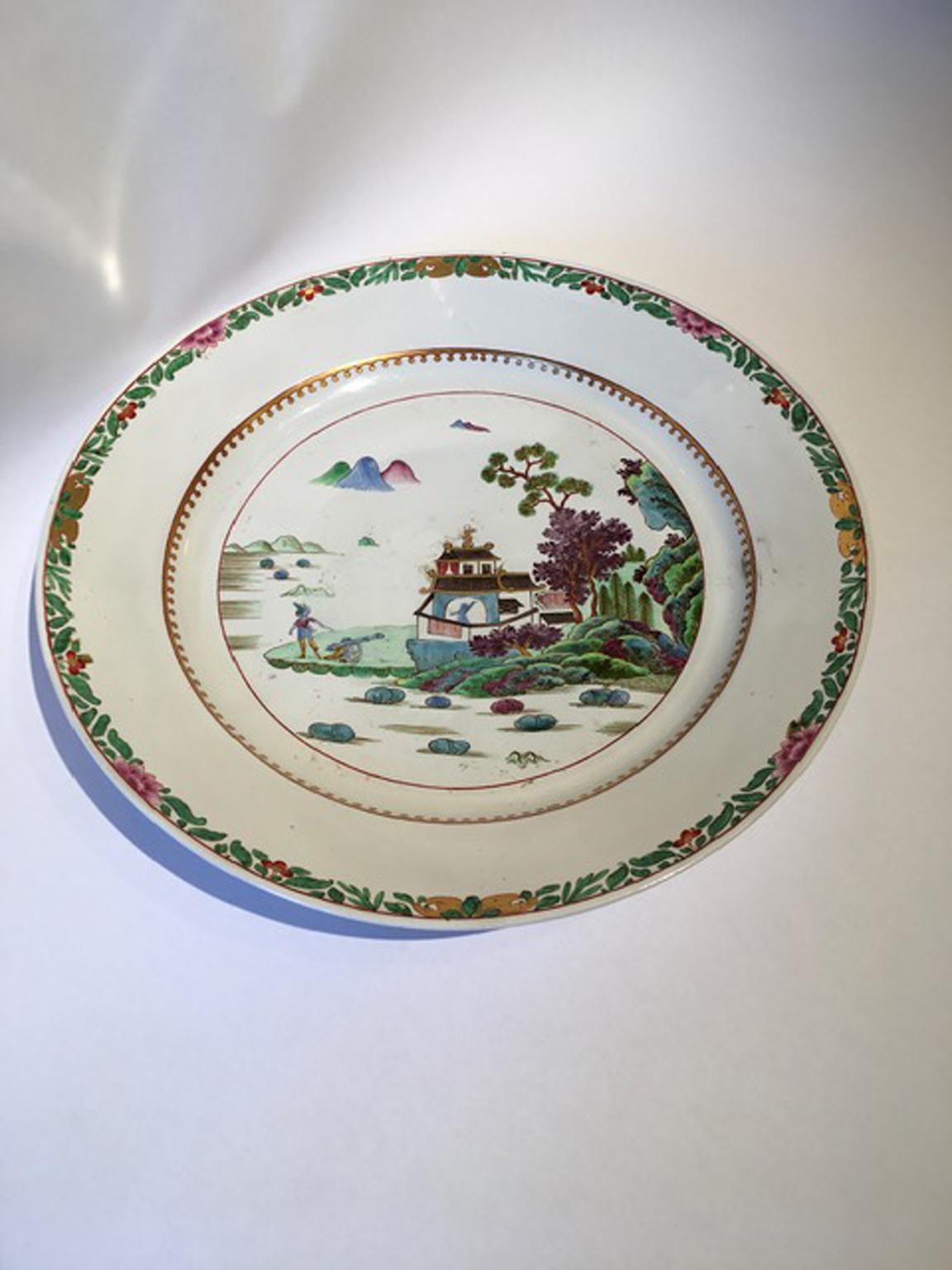 Italie Milieu du XVIIIe siècle Plat en porcelaine Richard Ginori avec paysage du Japon en vente 9