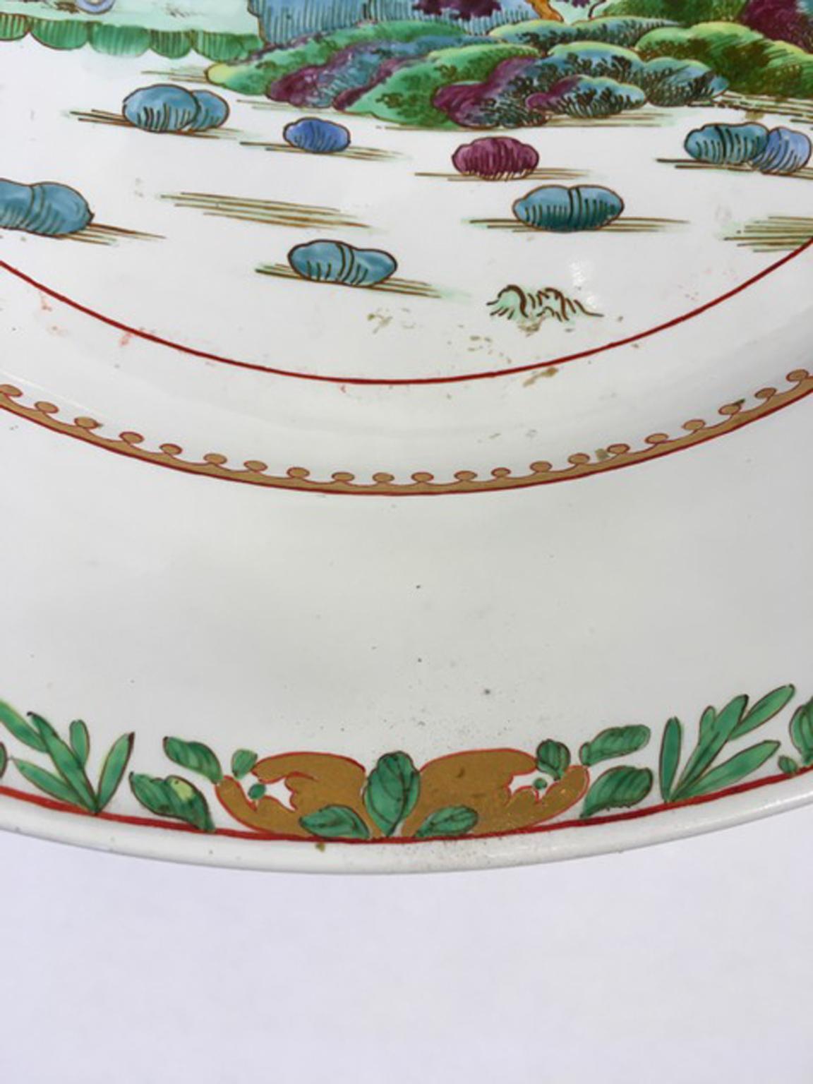 Italy Mid-18th Century Richard Ginori Porcelain Dish with Japan Landscape For Sale 1