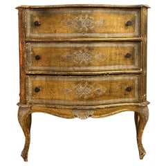 Mid 18th Century Rococo Venetian Gilt and Painted Three-Drawer Commode
