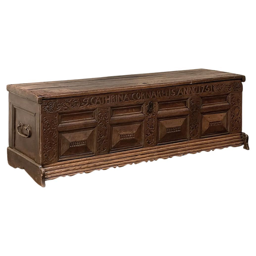 Mid-18th Century Rustic German Trunk ~ Blanket Chest For Sale