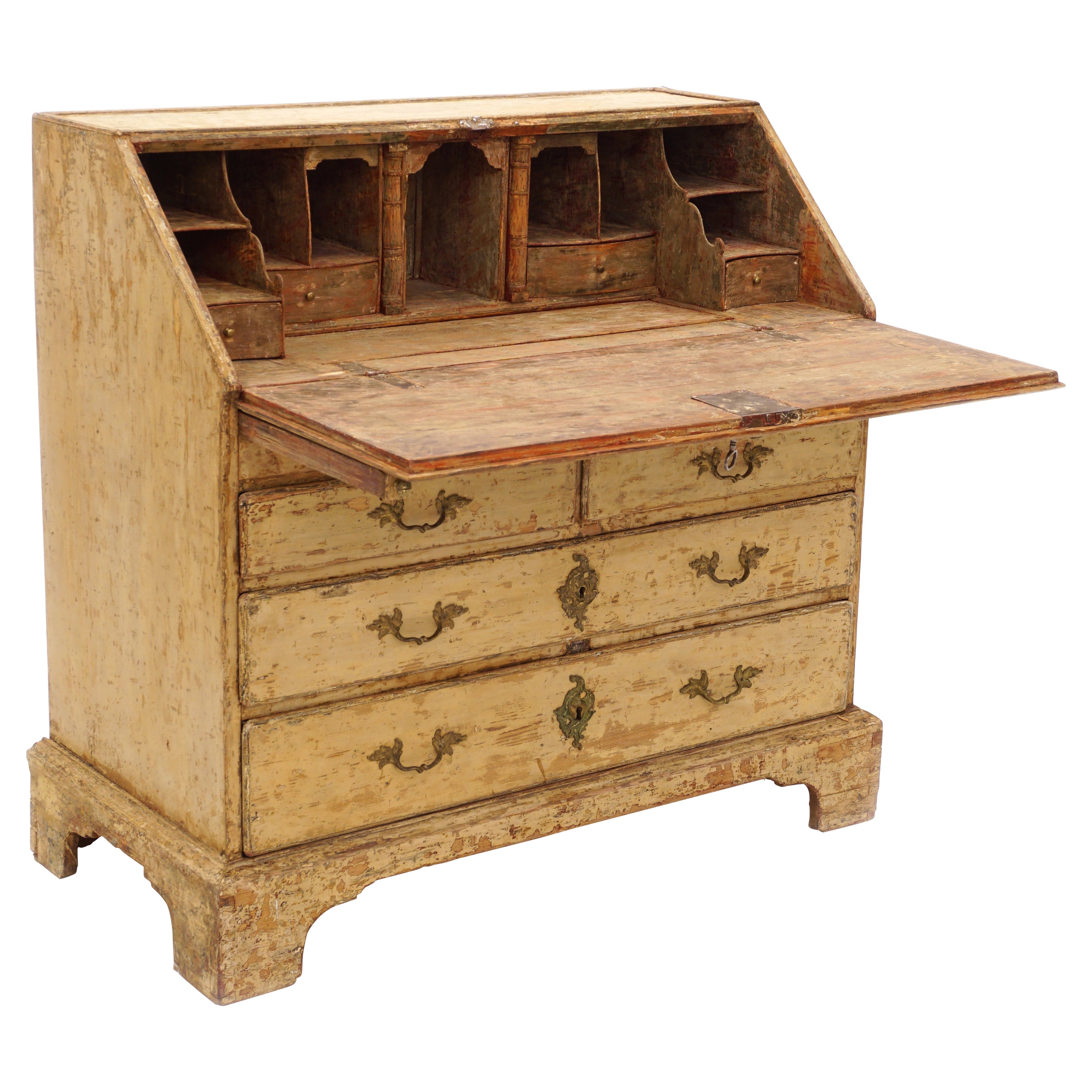 Mid 18th Century Scraped Swedish Baroque Bureau For Sale