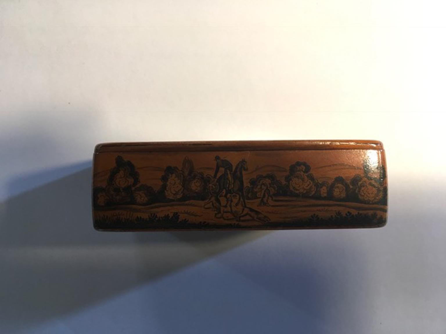 Mid-18th Century Set of Five Wood Lacquered Boxes with Landscape Scenes For Sale 6