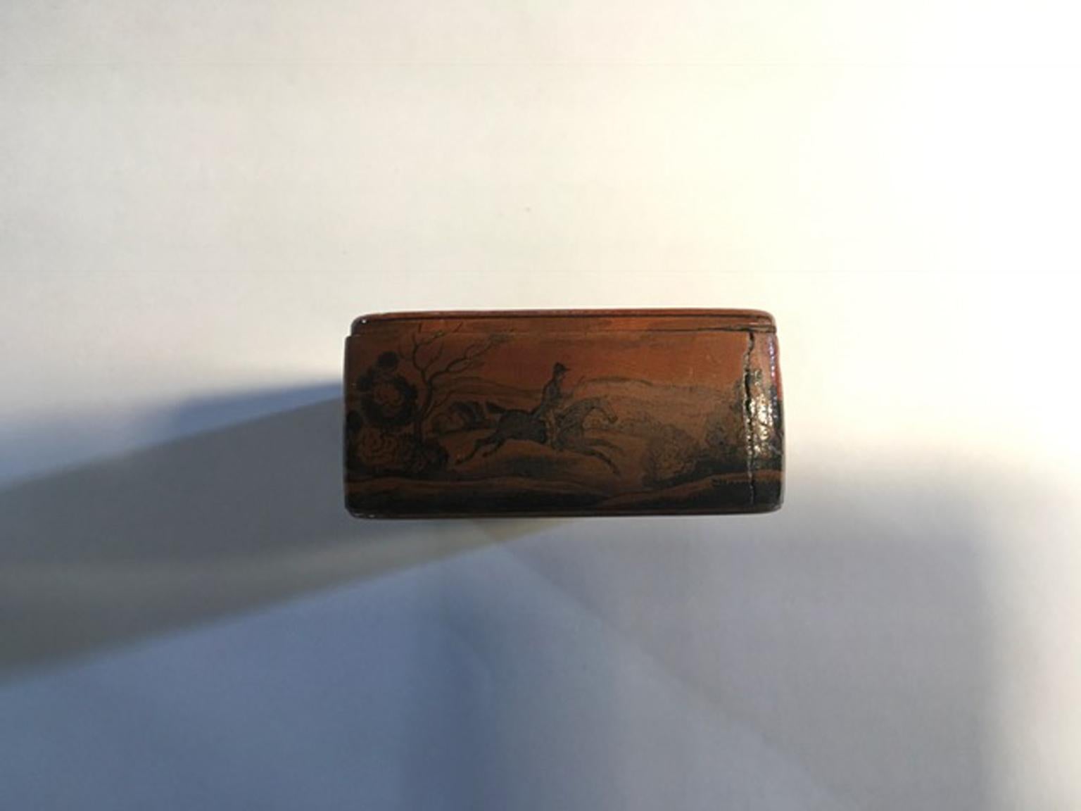 Mid-18th Century Set of Five Wood Lacquered Boxes with Landscape Scenes For Sale 3