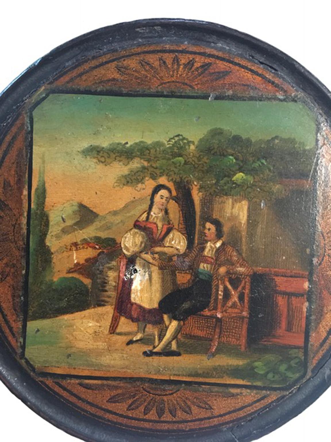 Mid-18th Century Set of Four Lacquered Wood Boxes with Portraits 5