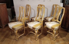 MID-18TH CENTURY SIX LOUIS XV CHAIRS IN PAINTED WOOD