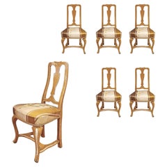 MID-18TH CENTURY SIX LOUIS XV CHAIRS IN PAINTED WOOD