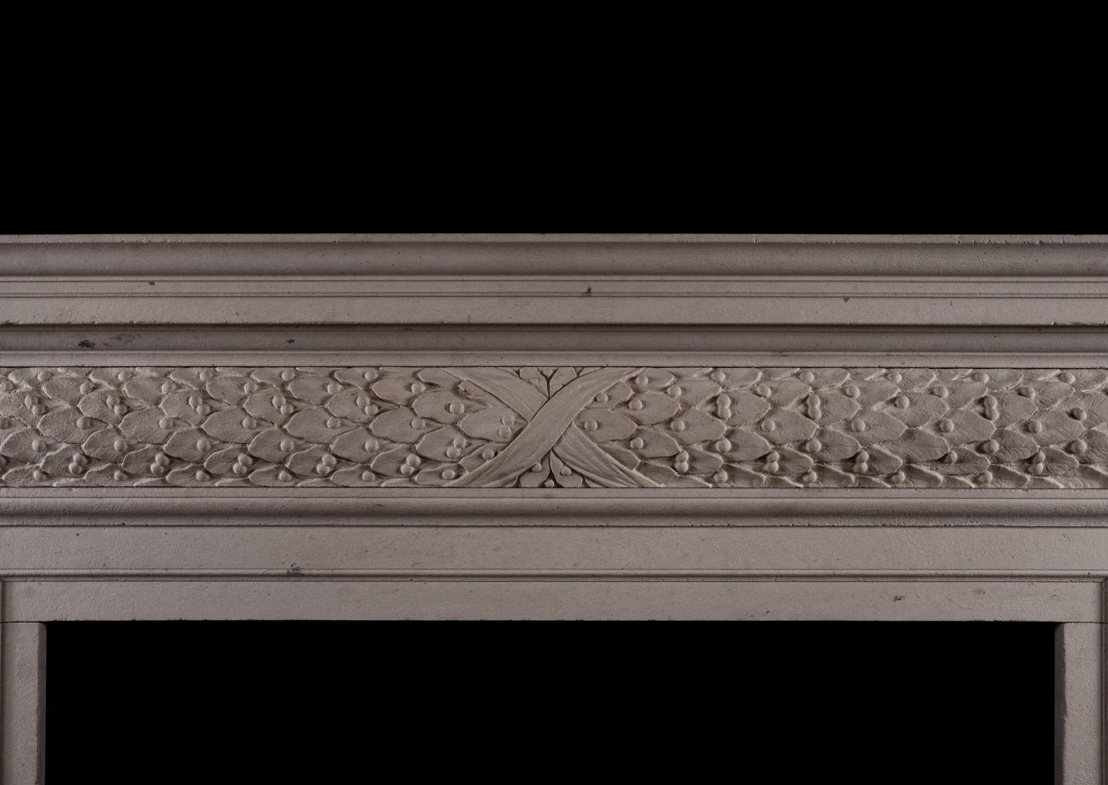 Georgian Mid-18th Century Style Antiqued Limestone Fireplace For Sale