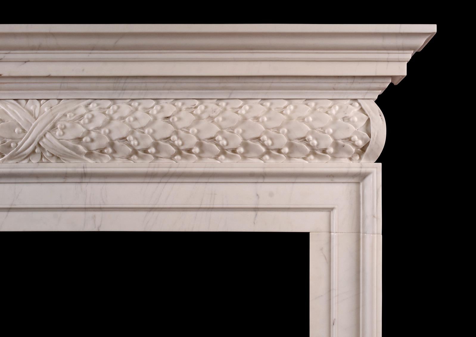 Georgian Mid-18th Century Style White Marble Fireplace For Sale