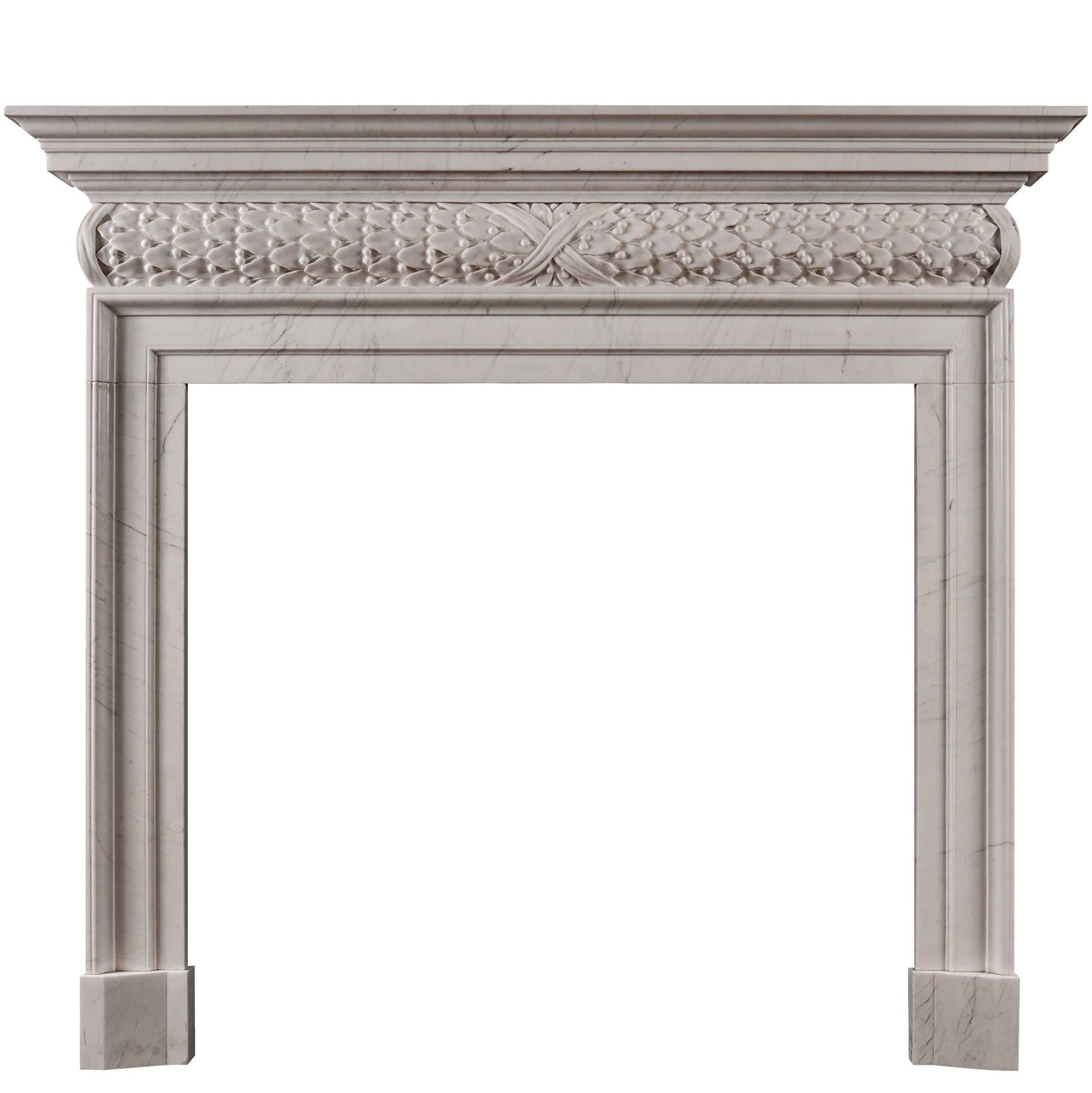 Mid-18th Century Style White Marble Fireplace