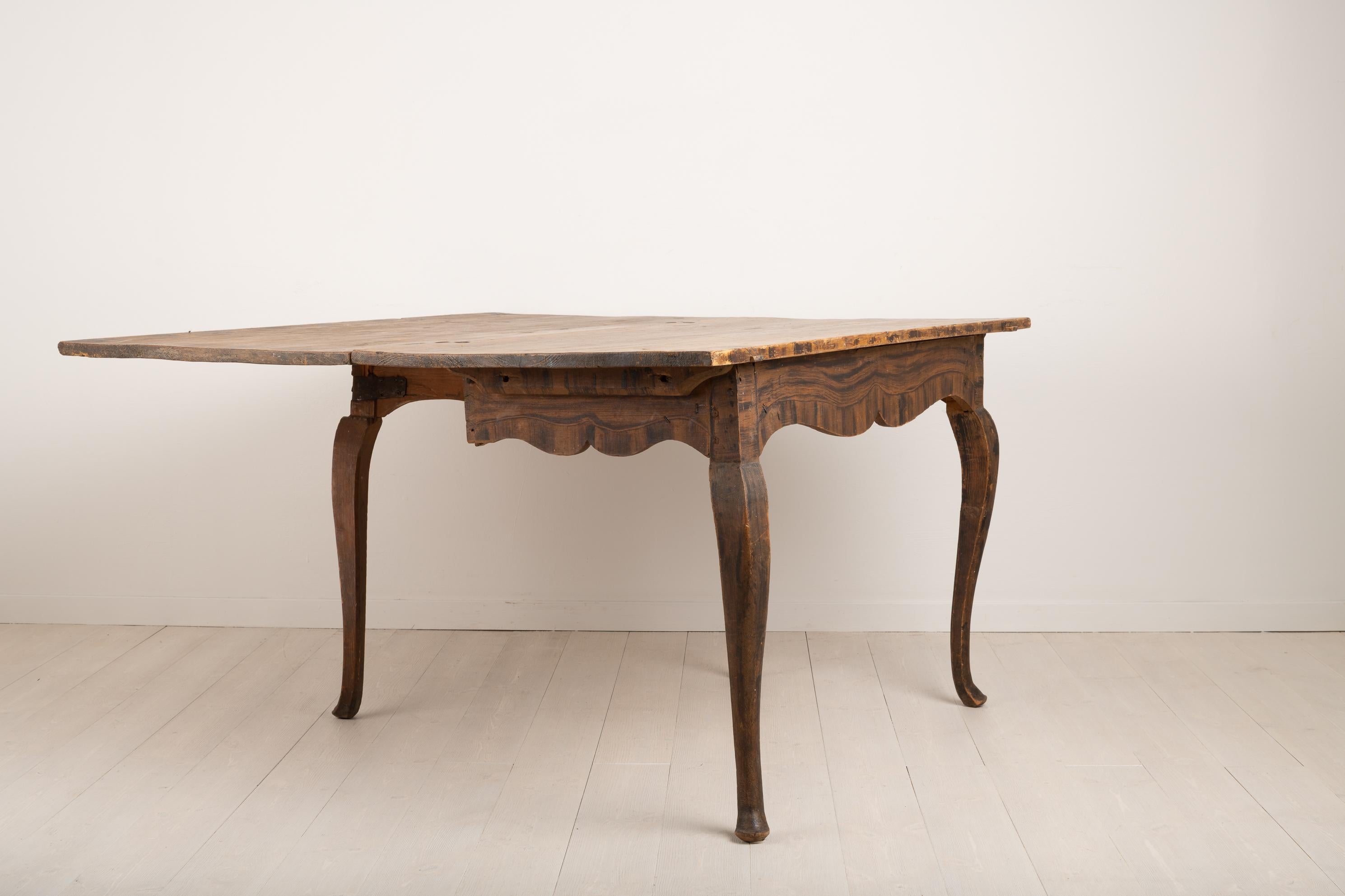 Mid-18th Century Swedish Baroque Drop-Leaf Table For Sale 6