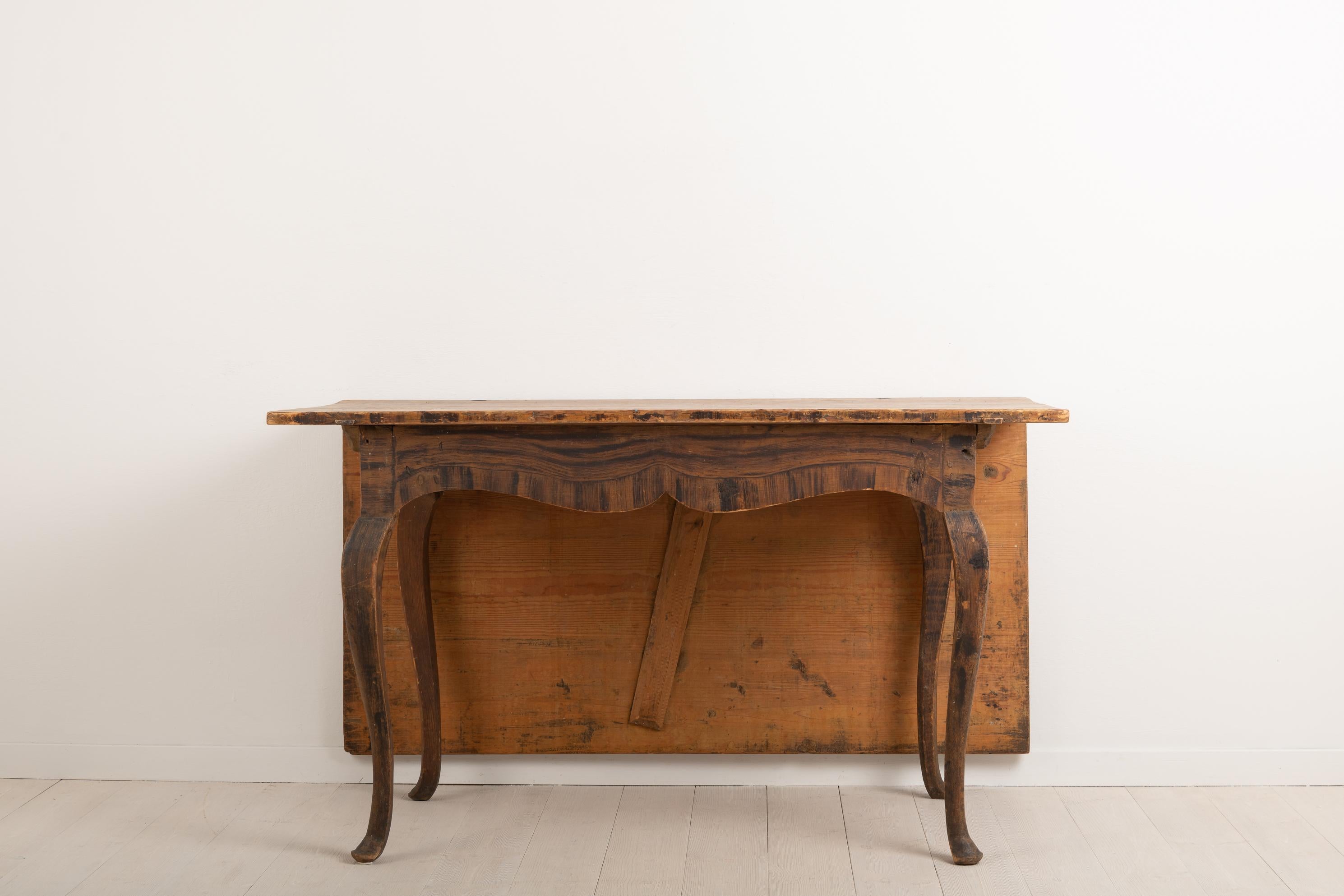 Hand-Crafted Mid-18th Century Swedish Baroque Drop-Leaf Table For Sale