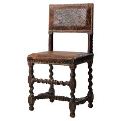 Mid 18th Century Swedish Baroque Leather Chair