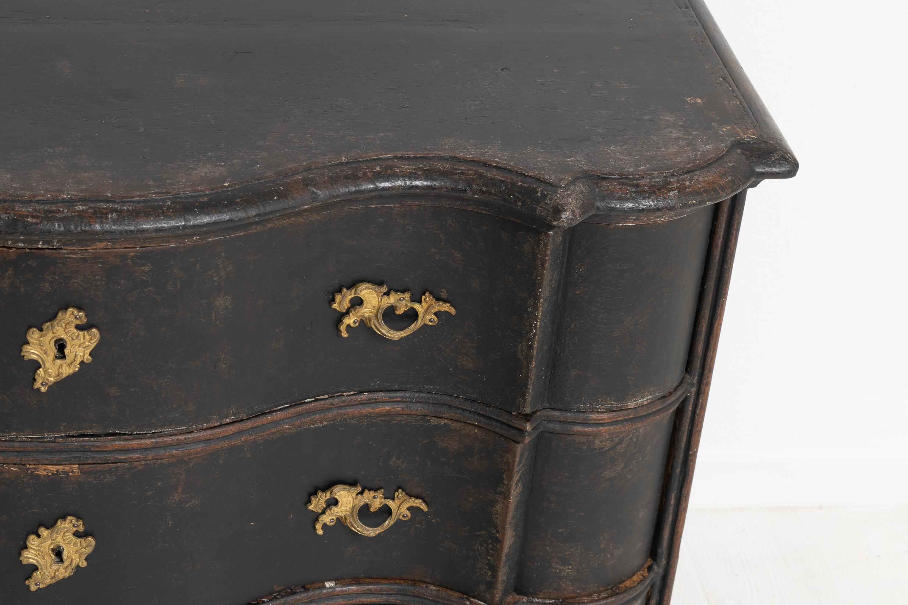 Mid 18th Century Swedish Black Late Baroque Chest of Drawers  5