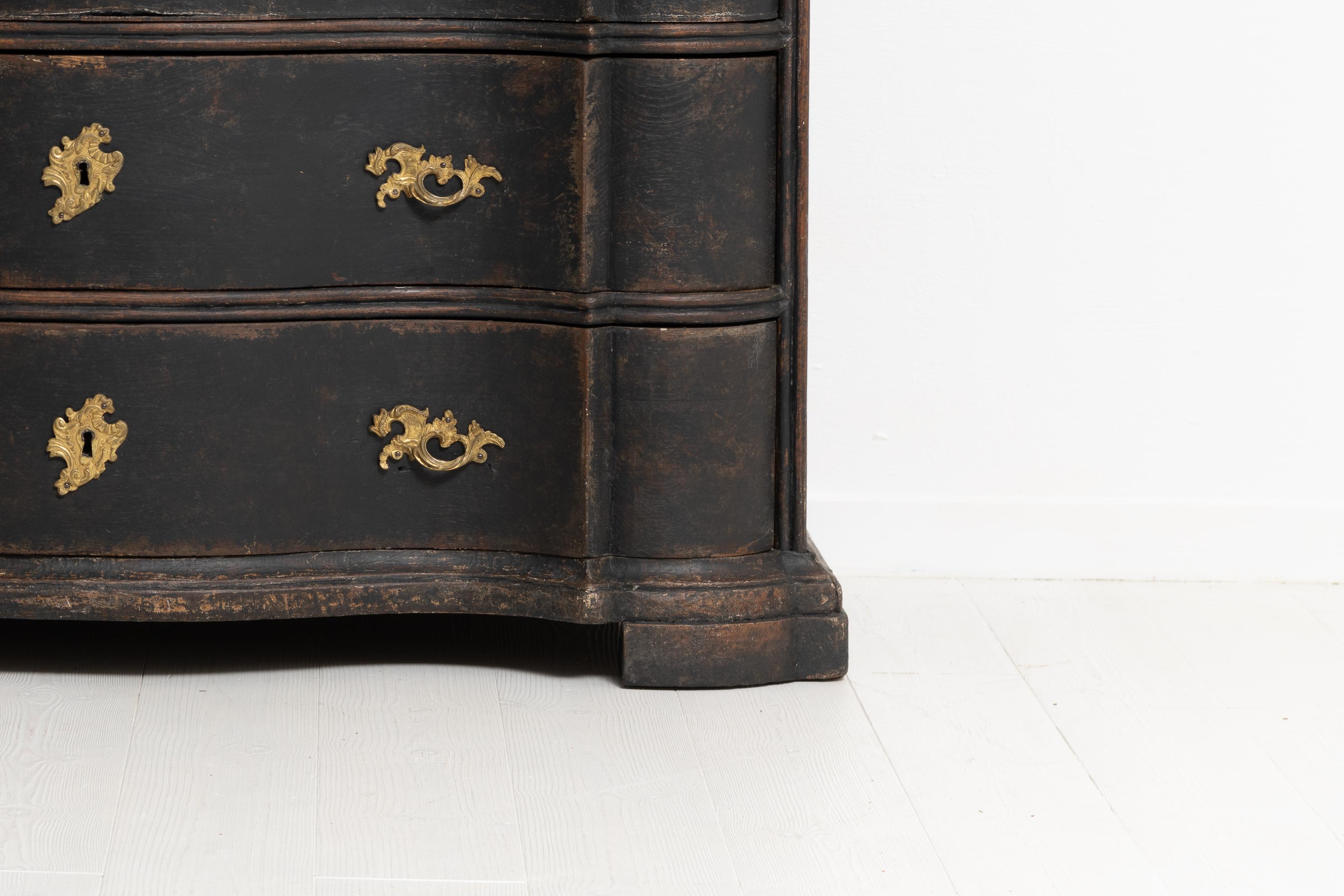 Mid 18th Century Swedish Black Late Baroque Chest of Drawers  6