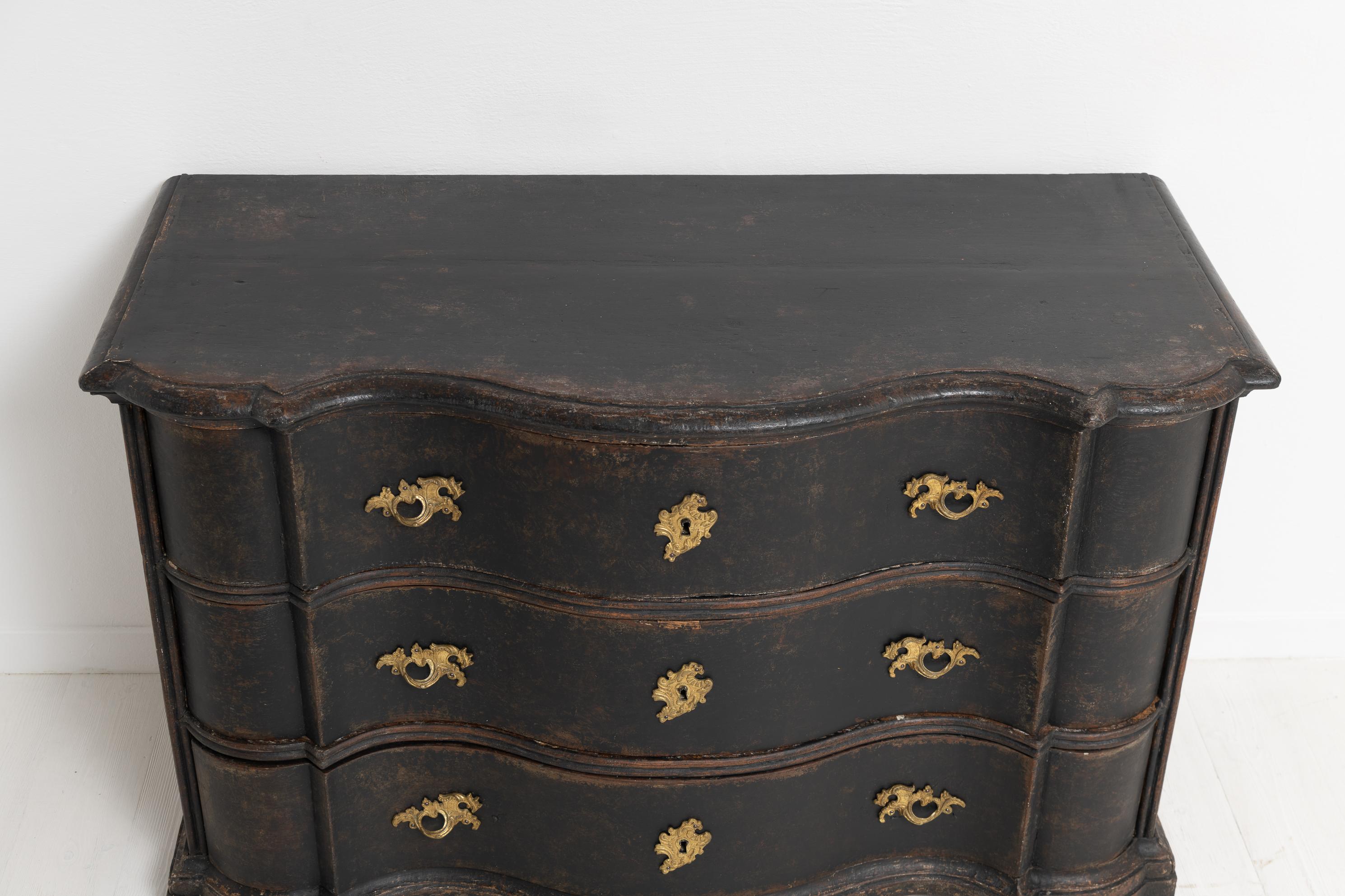 Mid 18th Century Swedish Black Late Baroque Chest of Drawers  3