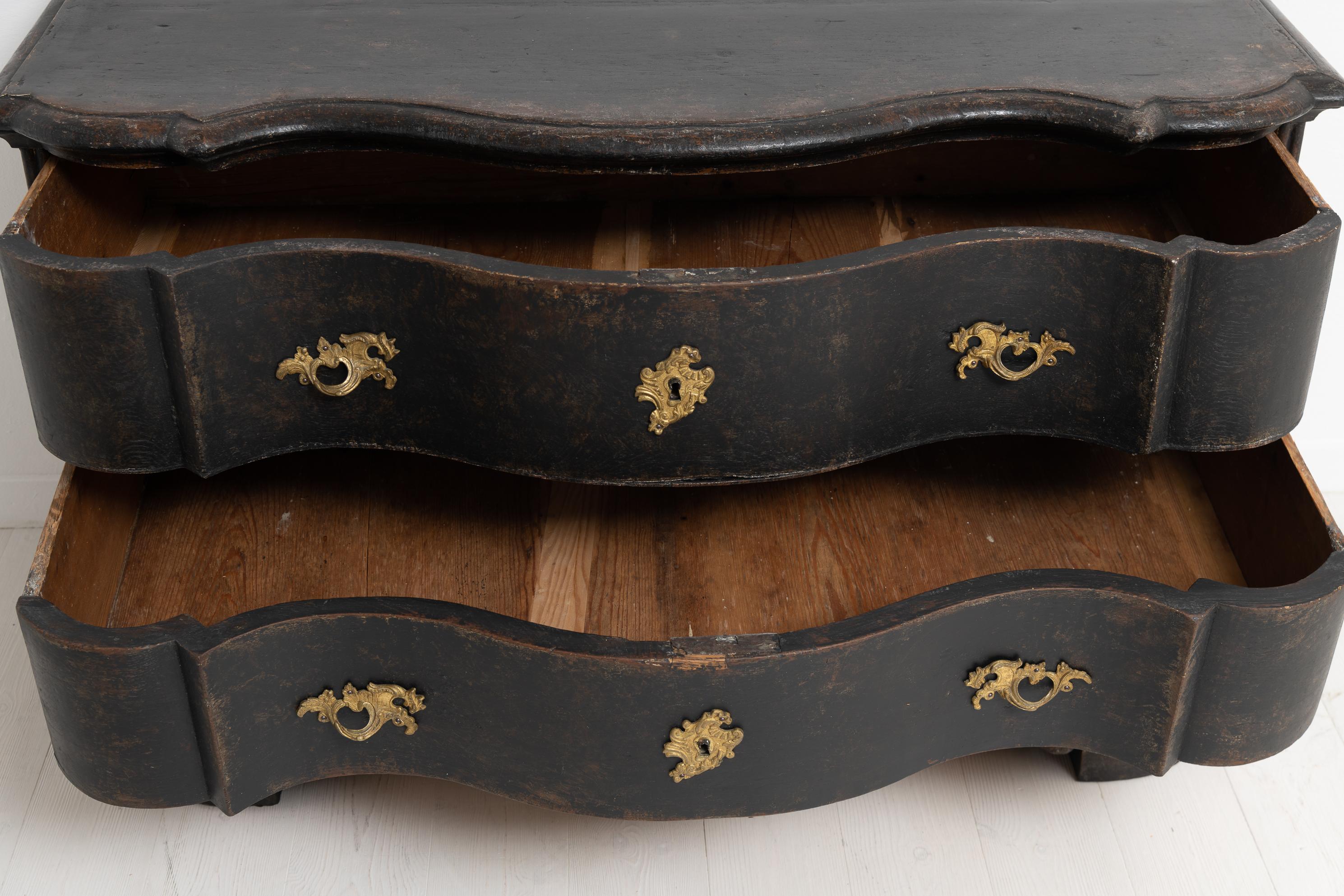 Mid 18th Century Swedish Black Late Baroque Chest of Drawers  4