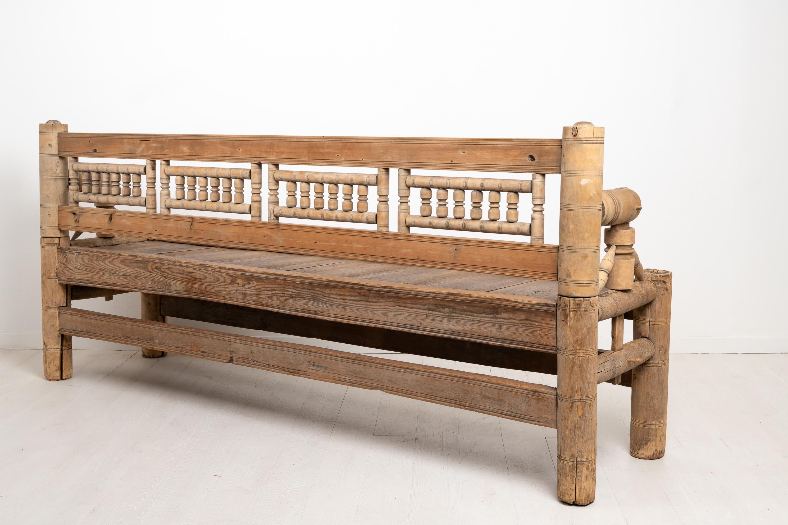 Hand-Crafted Mid 18th Century Swedish Pine Bench For Sale