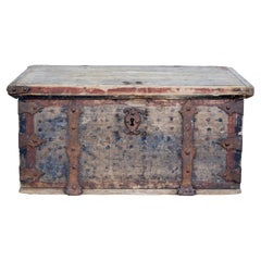 Mid 18th Century Swedish Pine Chest Decorated with Labyrinth