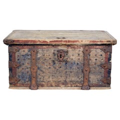 Mid 18th century Swedish pine chest decorated with labyrinth