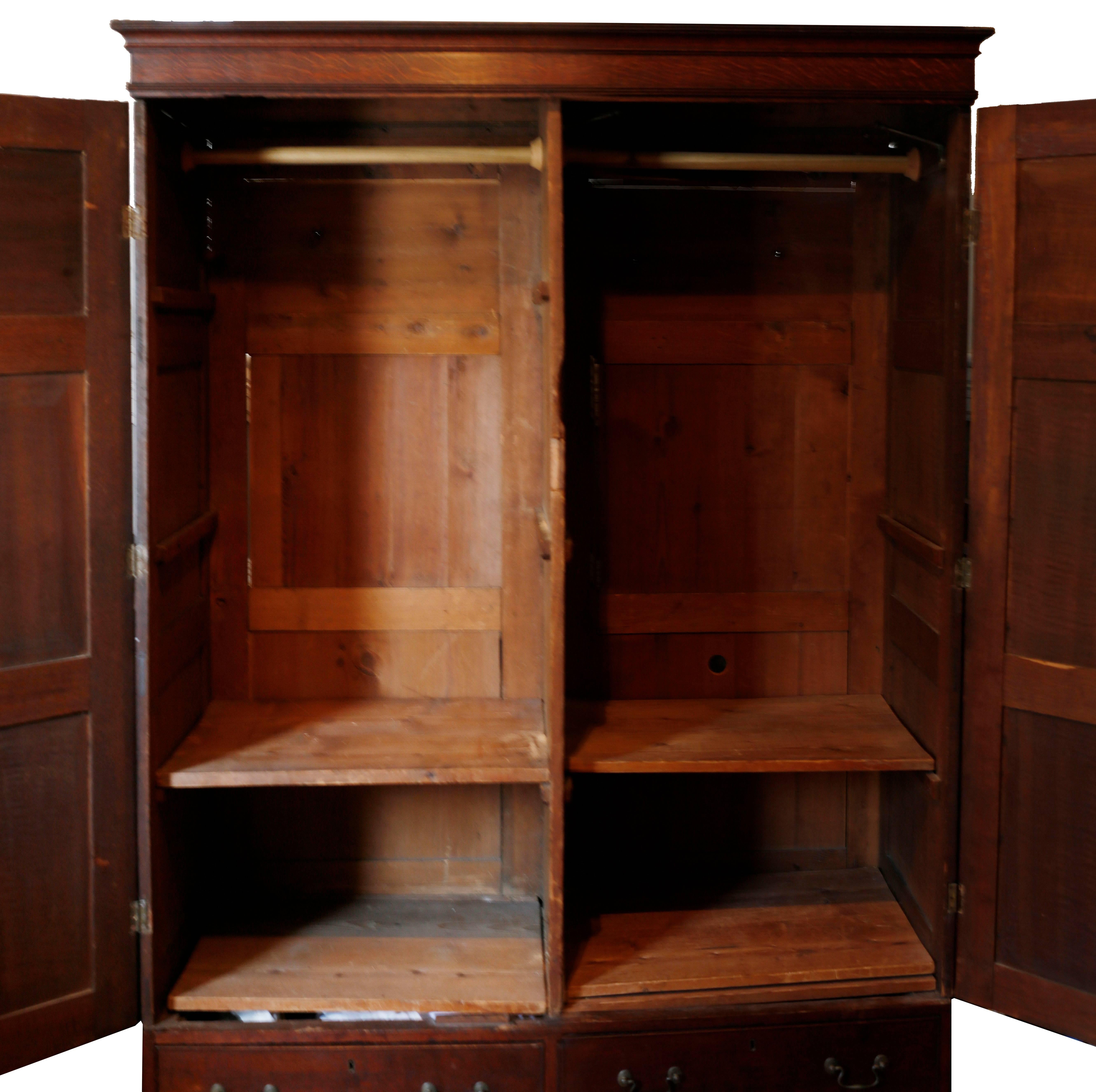 Mid-18th Century, Tiger Oak Livery Armoire 1