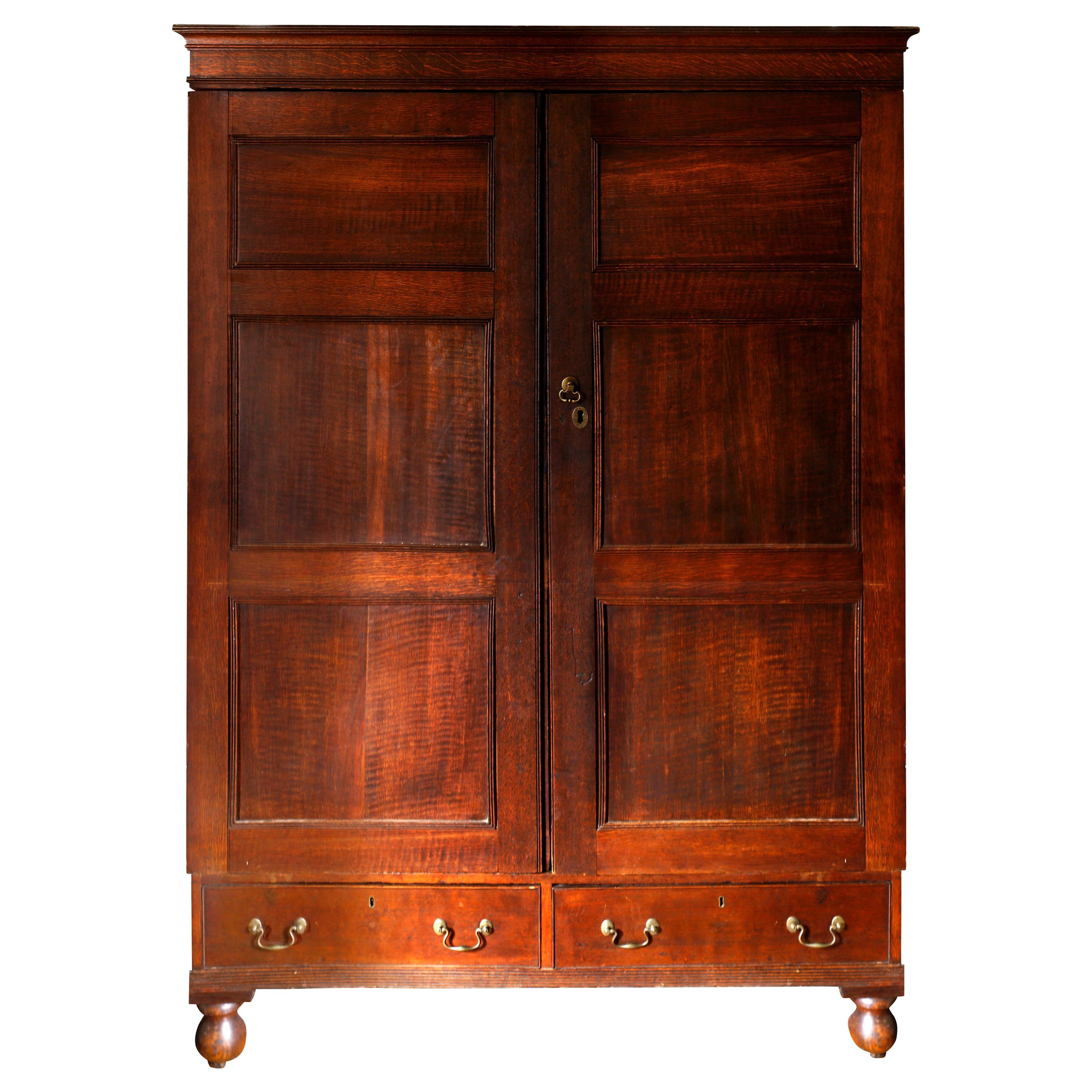 Mid-18th Century, Tiger Oak Livery Armoire