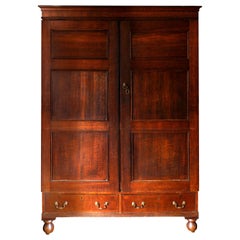 Used Mid-18th Century, Tiger Oak Livery Armoire