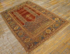 1750s Red Tribal Antique Turkish Ghiordes Prayer Rug 4'x6' Knotted Wool Carpet
