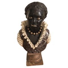 Milieu du XVIIIe siècle Venise Italie Sculpture en marbre noir Buste de jeune femme
