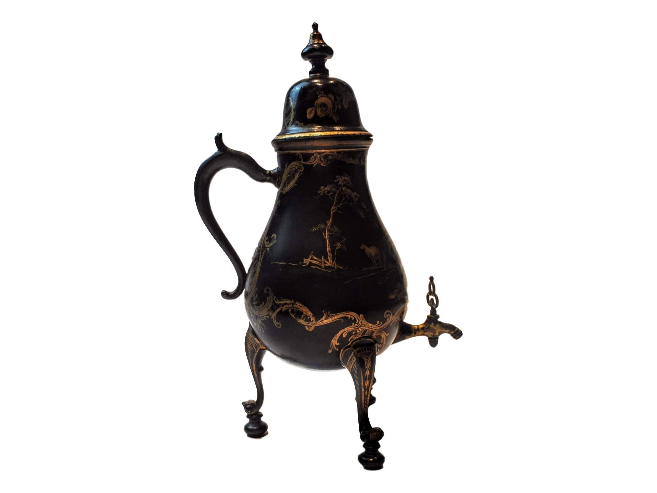 English Mid-18th Century Very Rare Toleware Lidded Urn