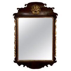 Mid-18th Century Wall Dark Mahogany and Gilt Wall Mirror