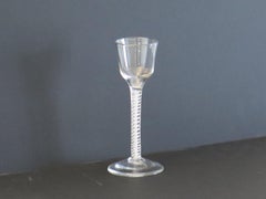 Mid-18th Century Wine Glass Hand Blown Cotton Twist Stem, English C 1765