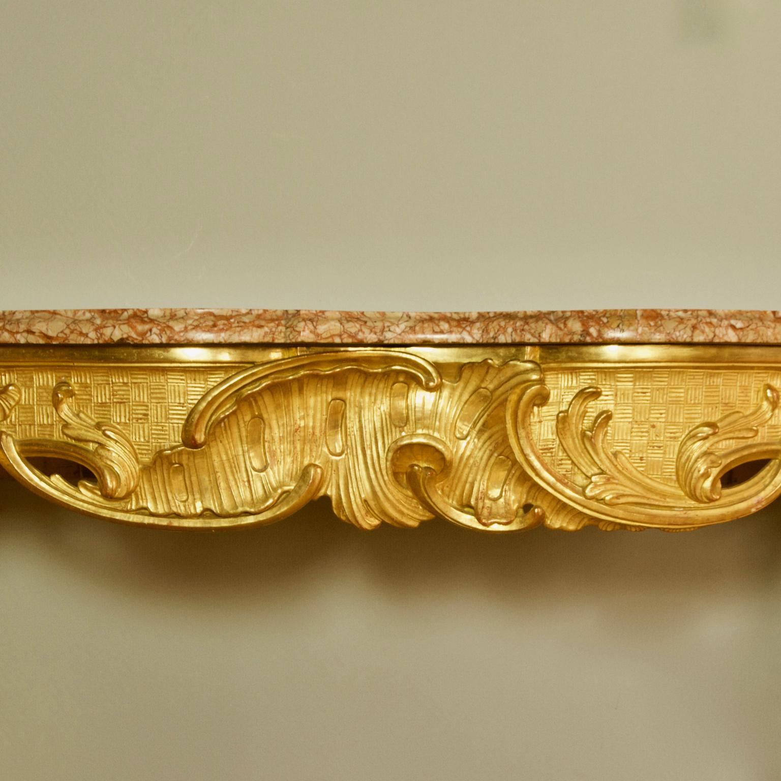 Mid-18th Century French Regence/Louis XV Carved Gilt Wood Rocaille Console Table 7