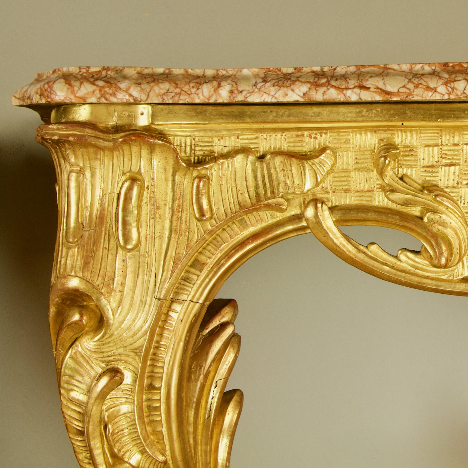 Mid-18th Century French Regence/Louis XV Carved Gilt Wood Rocaille Console Table 9