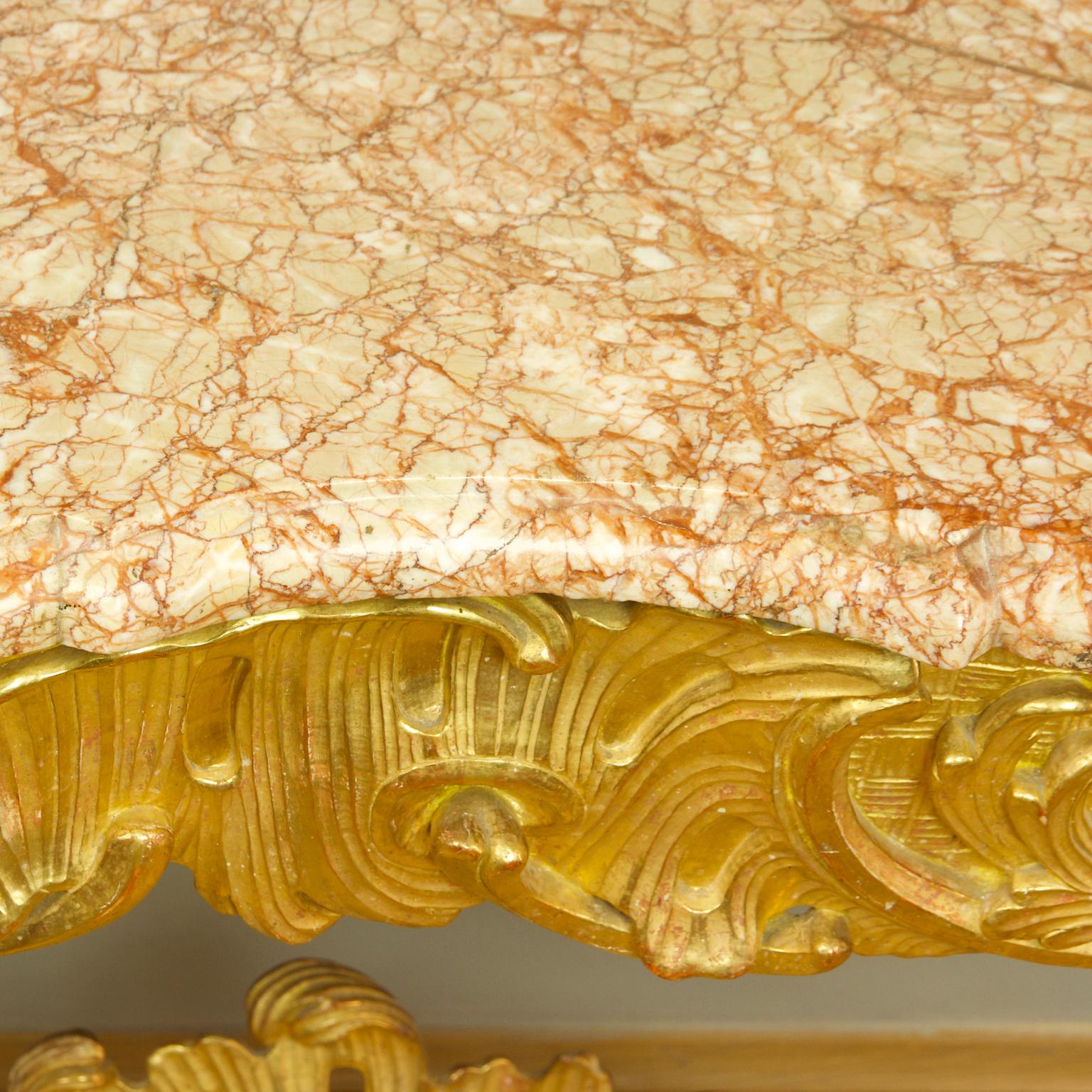 Mid-18th Century French Regence/Louis XV Carved Gilt Wood Rocaille Console Table 4