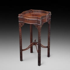 Mid 18thC Chinese Chippendale Design Mahogany Candle Stand