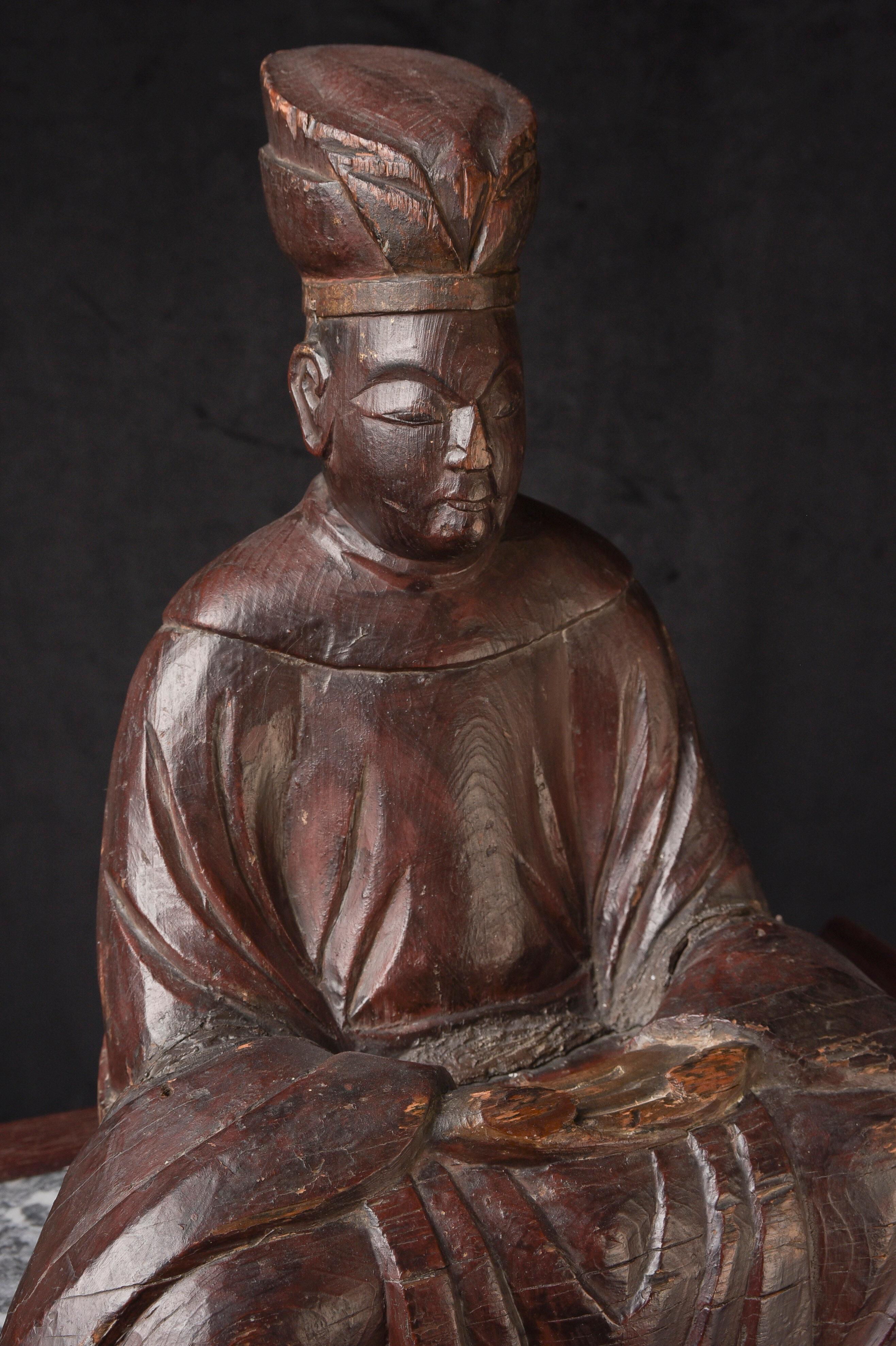 Figure bouddhiste japonaise du milieu du XVIIIe siècle. Pièce sublime avec une merveilleuse patine de plus de 250 ans en vente 1