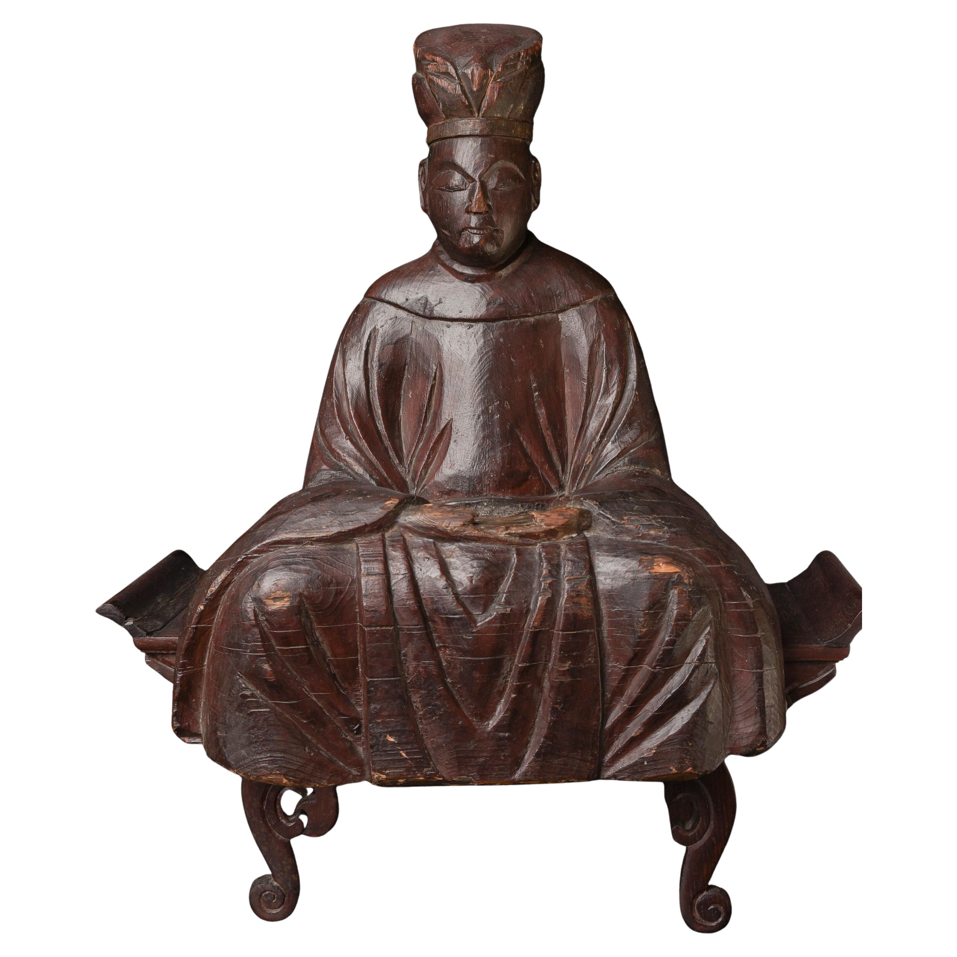 Figure bouddhiste japonaise du milieu du XVIIIe siècle. Pièce sublime avec une merveilleuse patine de plus de 250 ans