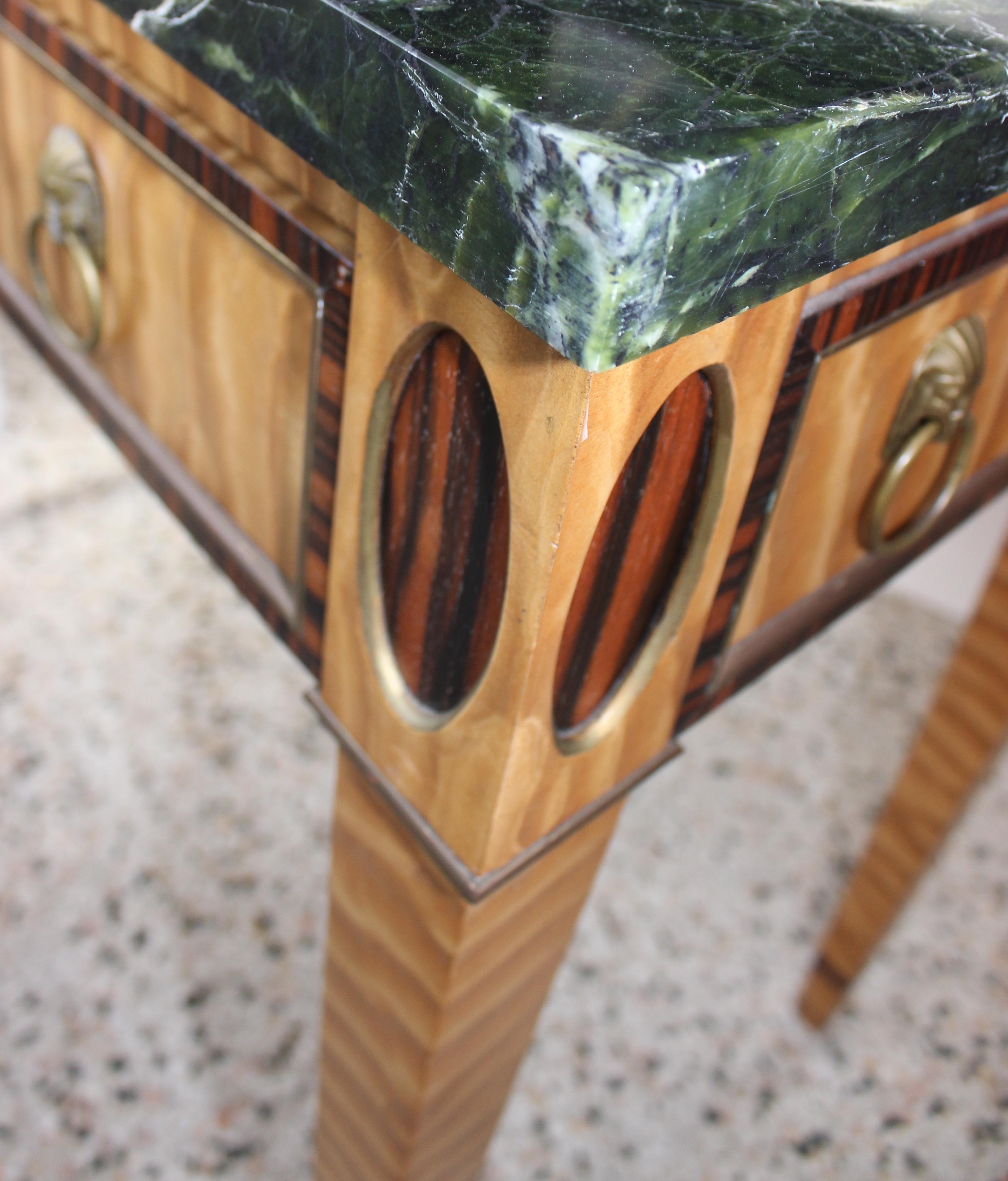 Mid-19 Century American Side Table in Ribbon Satinwood and Marble 10