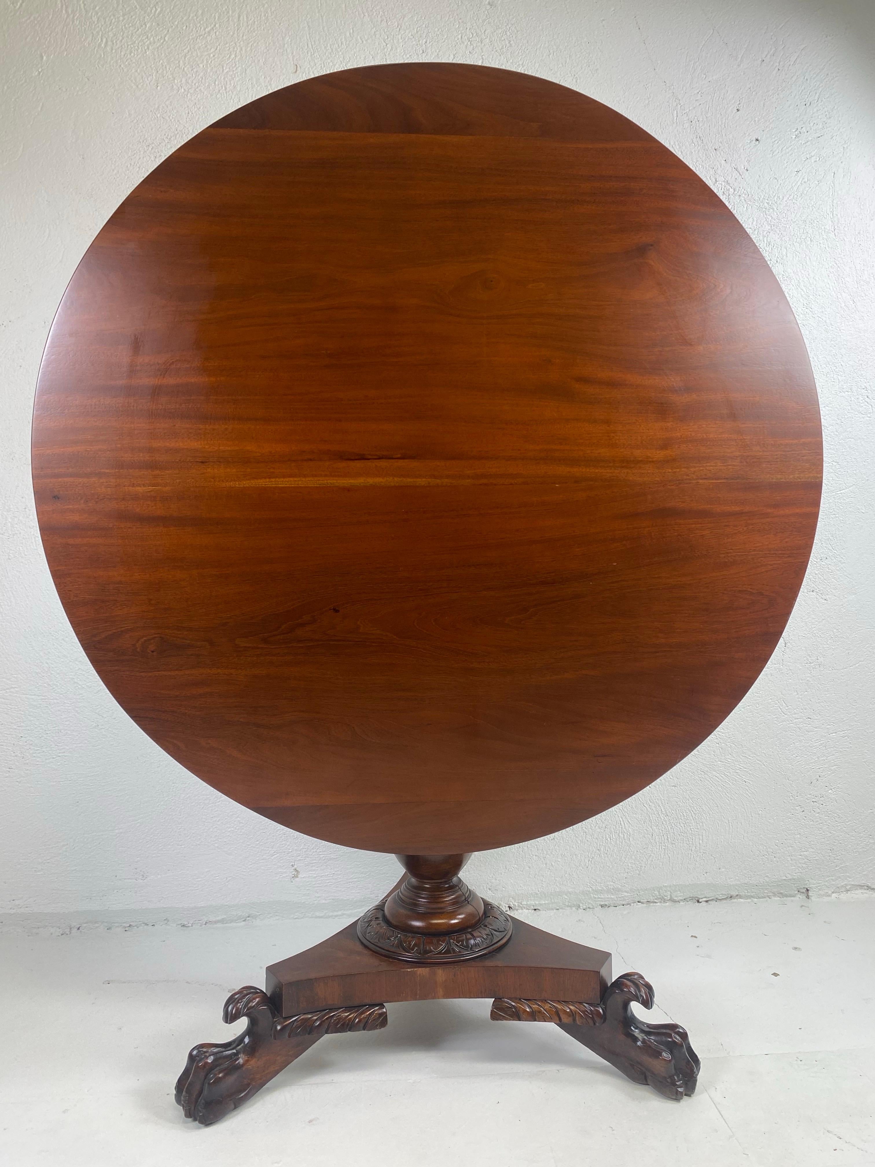 Table à plateau basculant en acajou sculpté à la main du milieu du 19e siècle Bon état - En vente à Allentown, PA