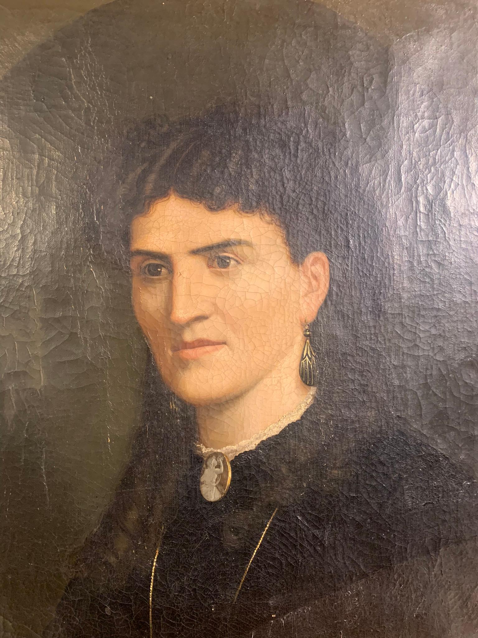 Mid 19th Century Noblewoman Portrait, Oil on Canvas In Good Condition For Sale In Firenze, FI