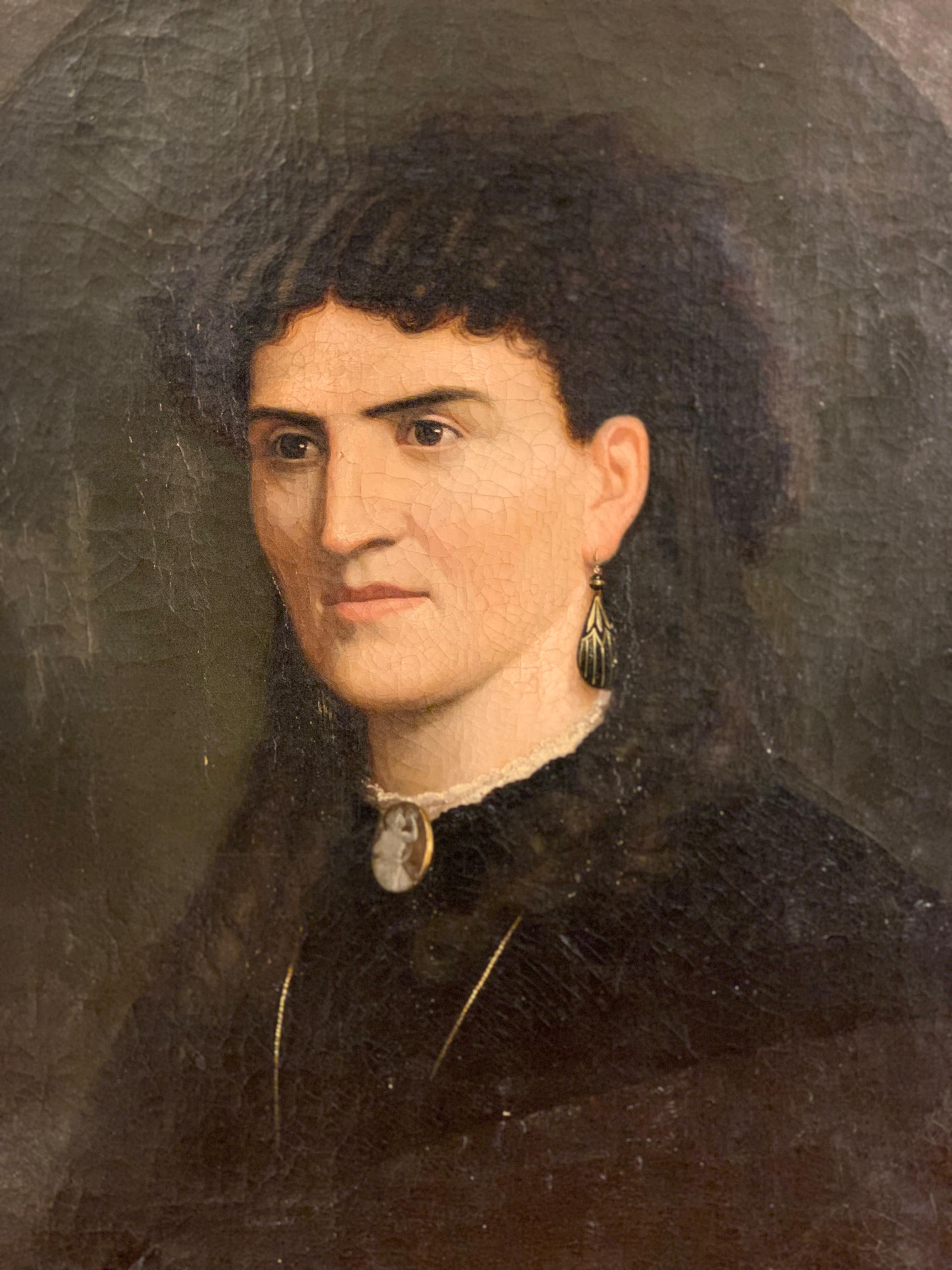 Mid 19th Century Noblewoman Portrait, Oil on Canvas For Sale 1
