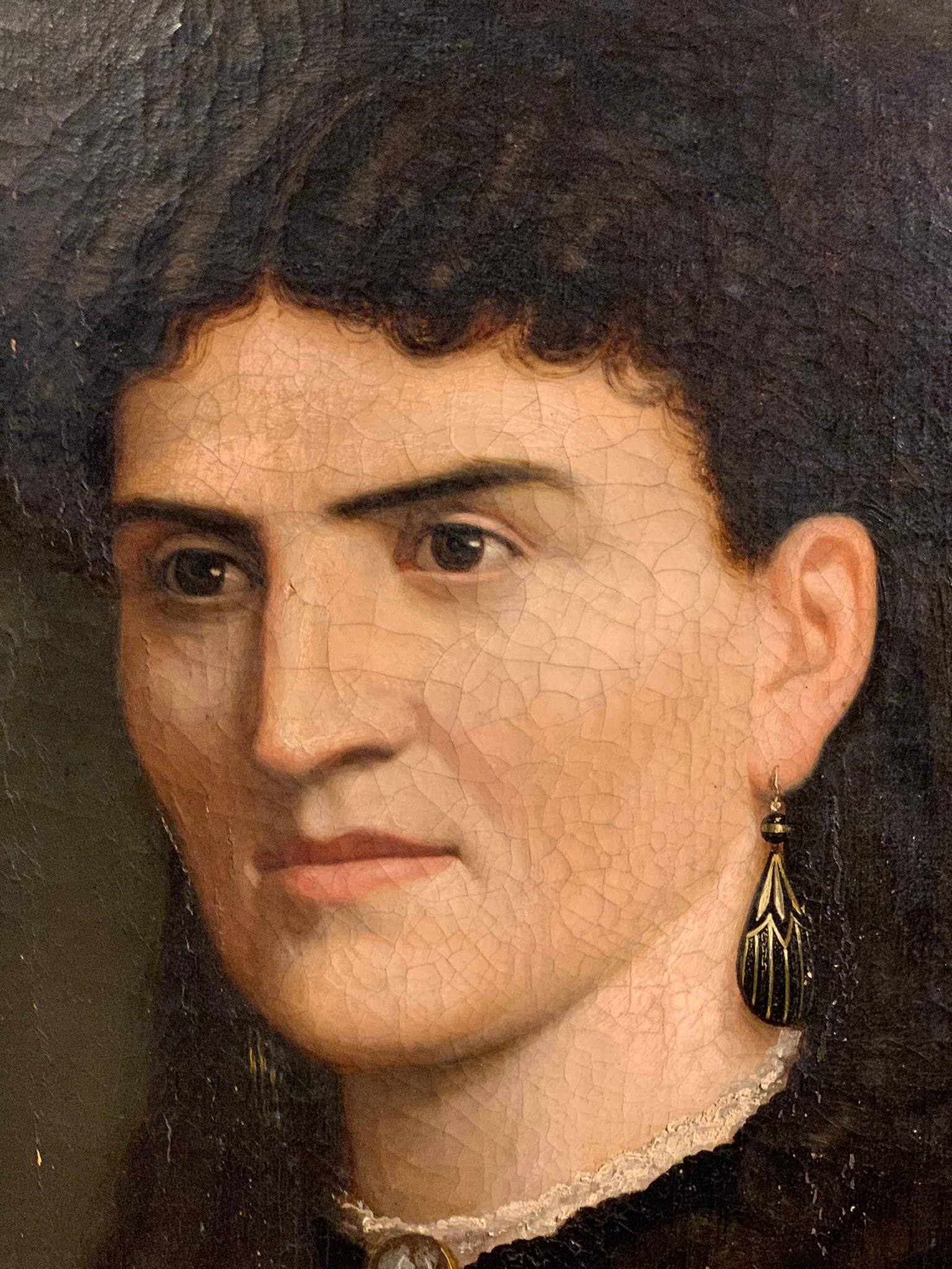 Mid 19th Century Noblewoman Portrait, Oil on Canvas For Sale 2