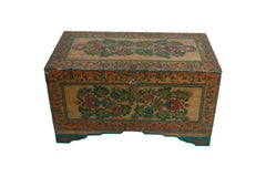 Mid 1900's Hand-Painted Indian Trunk